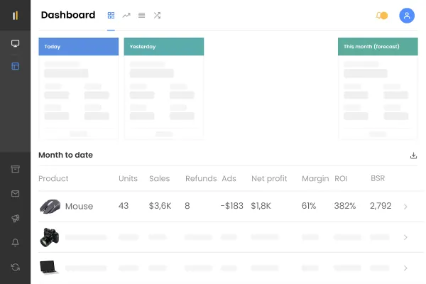 Sellerboard: таблица прибыли по товарам